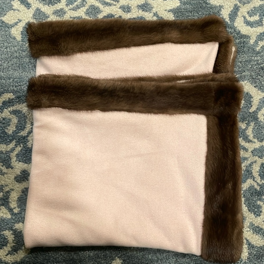 Rani Arabella fur lined cashmere shawl with mink trim